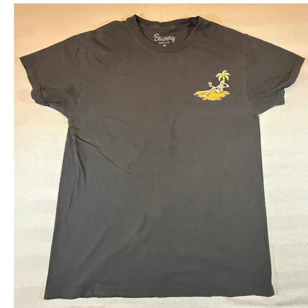 Bowery Supply Co Easy Does It Skeleton Tropical Graphic T-Shirt Mens Medium 2411
